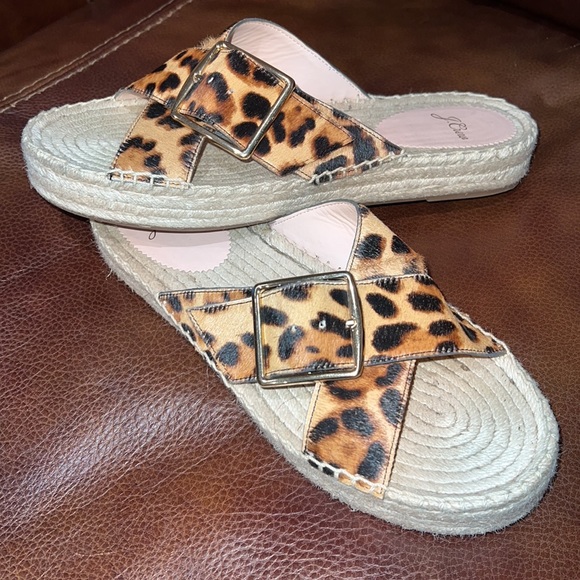 JCrew Half Calf Hair Leopard Print espadrille Sandal - Picture 2 of 6
